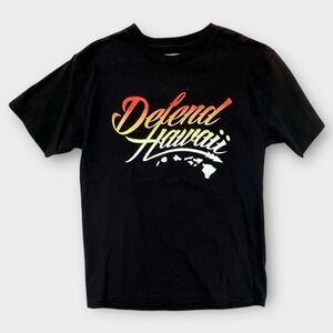 NEW Defend Hawaii T Shirt Mens Medium‎ Black Cotton Islands Short Sleeve Tee
